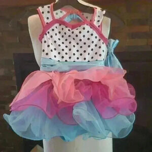 Multi color polka-dot dance costume